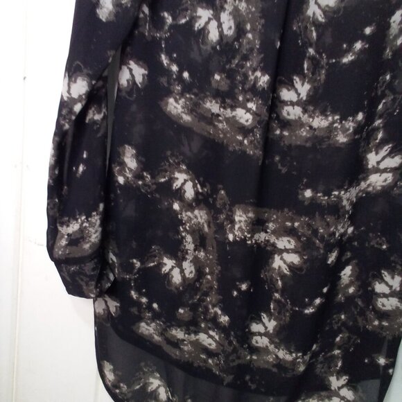 Mossimo Blouse Women XS Long Sleeve Sheer Pattern Black Gray - Picture 14 of 15